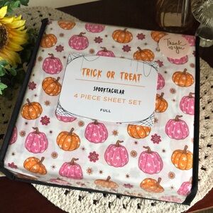Trick or Treat Pink & Orange PUMPKINS Sheet Set FULL